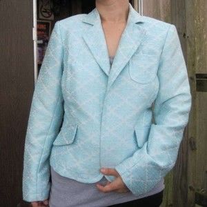 ...I.C.E... 4 Floral Glacial Ice Light Blue Blazer Suit Jacket Coat Flowers